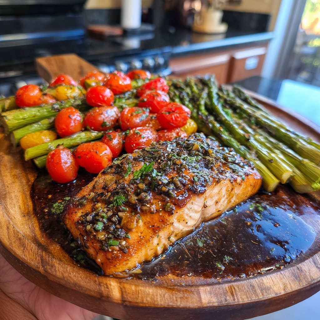 Balsamic Herb Salmon and Veggies