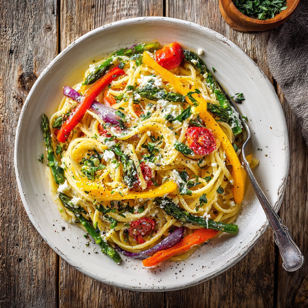 Pasta Primavera with Goat Cheese