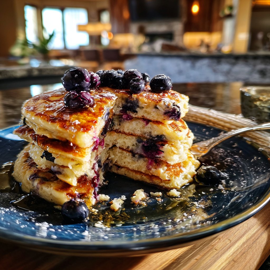 Blueberry Cottage Cheese Pancakes