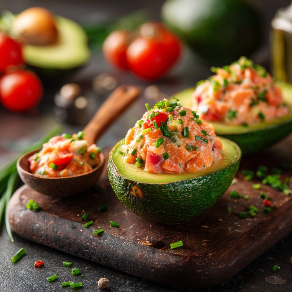 Stuffed Avocado with Salmon Tartar